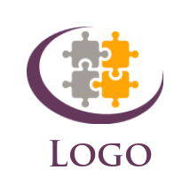 design an employment logo swoosh around jigsaw puzzle pieces 