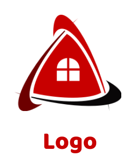 real estate logo swooshes forming triangle
