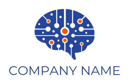 make a research logo tech line with dots inside brain - logodesign.net