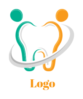 medical logo tooth of abstract people swoosh 