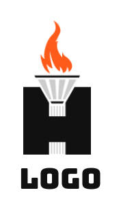 Make a Letter H logo with torch and flames