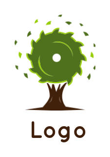 agriculture logo template tree merged with machine saw blade