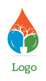 home improvement logo of plant inside droplet