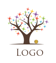 community logo tree sparkling star leaves ball