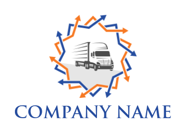 logistics logo of truck inside rotating arrows