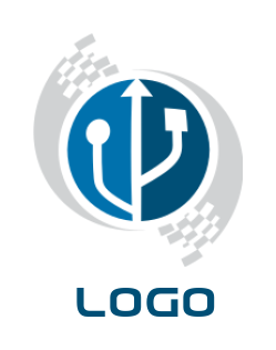 internet logo USB circle with digital swooshes