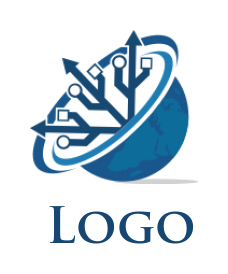 IT logo online USB in swoosh with globe - logodesign.net