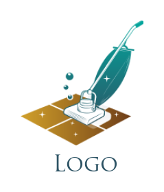 cleaning logo icon vacuum cleaner with bubbles