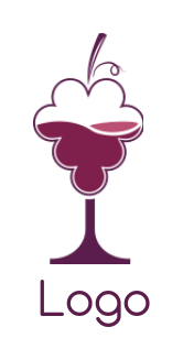 liquor store logo wine glass forming grapes