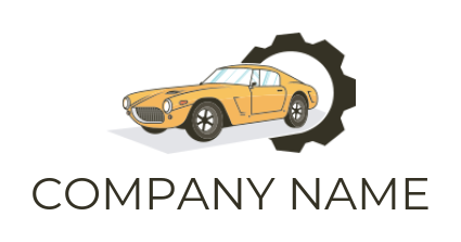 auto logo creator vintage car in gear shape