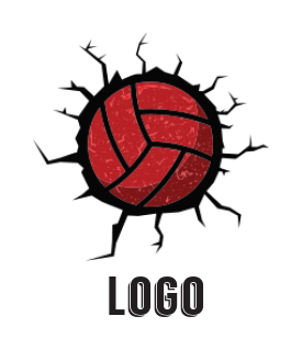 make a sports logo volley ball breaking the wall