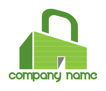 create a storage logo with warehouse and lock