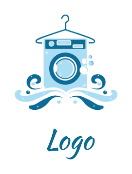 cleaning logo washing machine with hanger waves