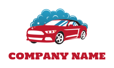 cleaning logo maker water bubbles on red car wash - logodesign.net
