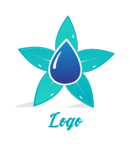 make a cleaning logo water drop inside flower