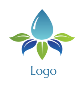 cleaning logo of water drop on abstract leaves