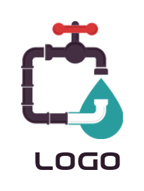 plumbing logo water tap with pipe line