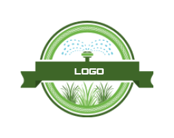 landscape logo sprinkler on ribbon with grass