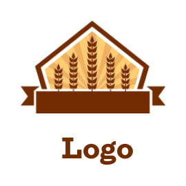 make an agriculture logo wheat crops with ribbon