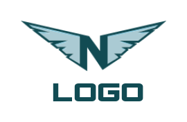 alphabets logo Letter N with wings