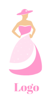 generate a fashion logo woman in hat and dress