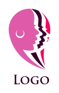 beauty logo icon woman side profile layers