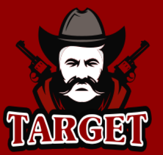 games logo cowboy mascot with scarf and guns