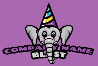 animal logo elephant face with party hat