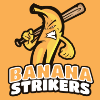 sports mascot logo angry banana with bat