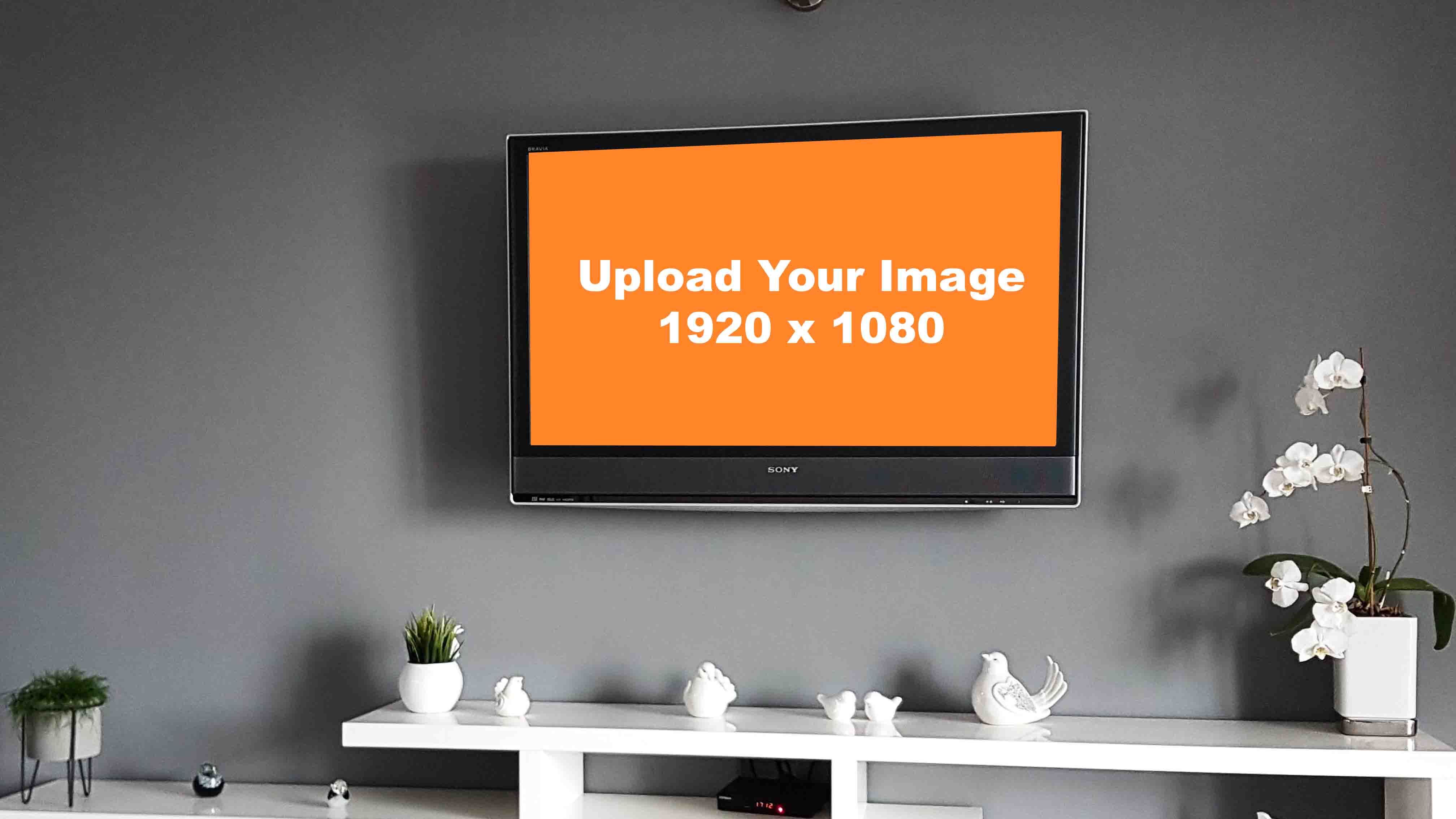 LCD TV Mockup with lounge furniture