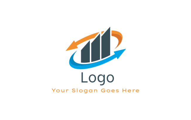 marketing logo abstract arrow with financial bar
