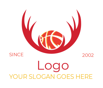 sports logo image basketball in antlers horns