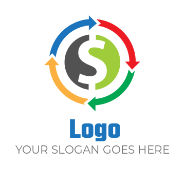 Make an accounting logo arrows around dollar sign