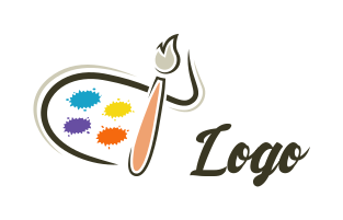 arts logo maker palette and paint brush