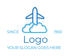 Aviation plane and clouds logo template