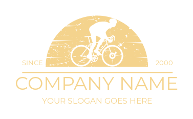 bike shop logo bicycle rider in vintage sun