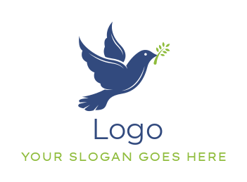 pet logo template bird with leaves in its beak - logodesign.net