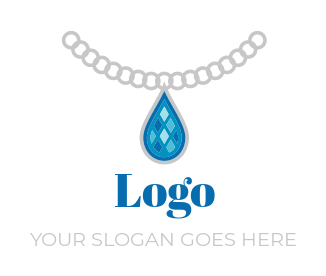 make a jewelry logo blue teardrop gem pendant