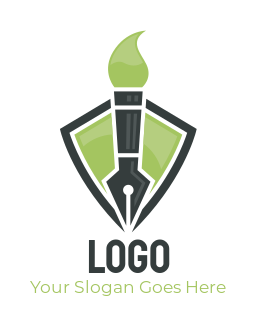 generate an education logo brush pen in shield