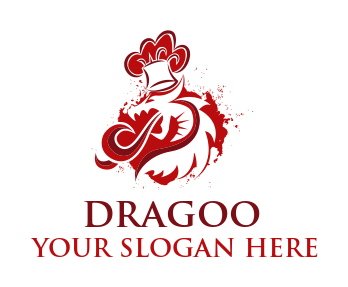 restaurant logo chef hat wearing dragon