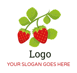 farm logo icon strawberries on leafy stems