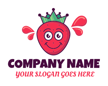 food logo online cute strawberry with crown