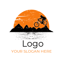 sports logo cyclist off-roading on mountain