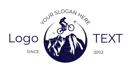 sports logo cyclist riding bike on mountains