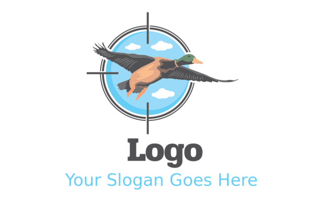 hunting logo maker duck flying in target