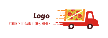 food truck merged with slices of pizza logo generator