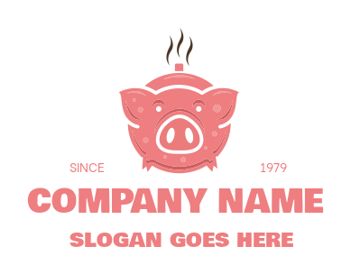 restaurant logo pig forming steaming pot
