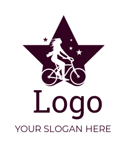 transportation logo girl riding bike in star