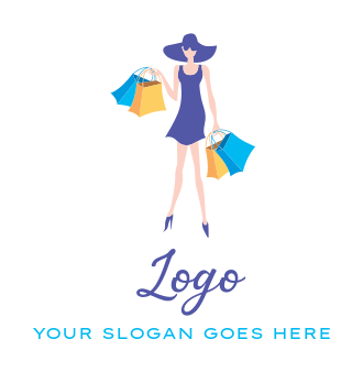 fashion logo maker girl with shopping bags - logodesign.net