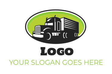 design a logistics logo half shade truck engine in oval